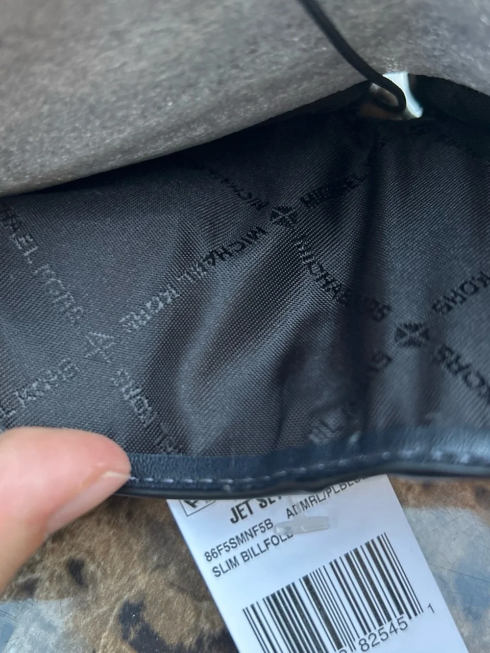 Michael Kors Men's Slim Billfold Wallet in Black and Gray MK Logo